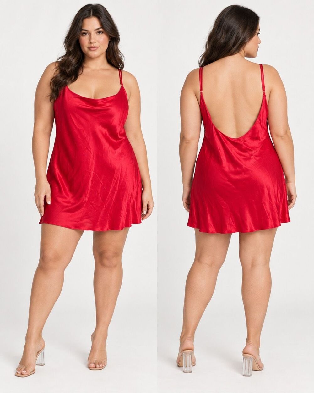 MESHKI Valentina Red Satin Slip Mini Dress Low Back 3XL NWT